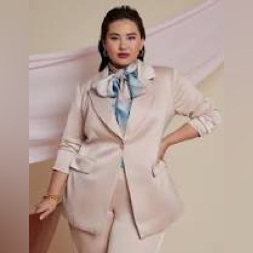 Eloquii Blush Beige Satin Blazer